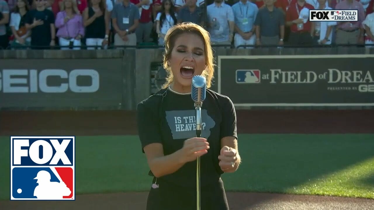 Field of Dreams Jessie James Decker sings the National Anthem MLB on